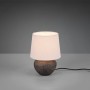 Braune Reality Tischlampe Lou mit beigem Stoffschirm, Design-Tischleuchte für Wohnraum.