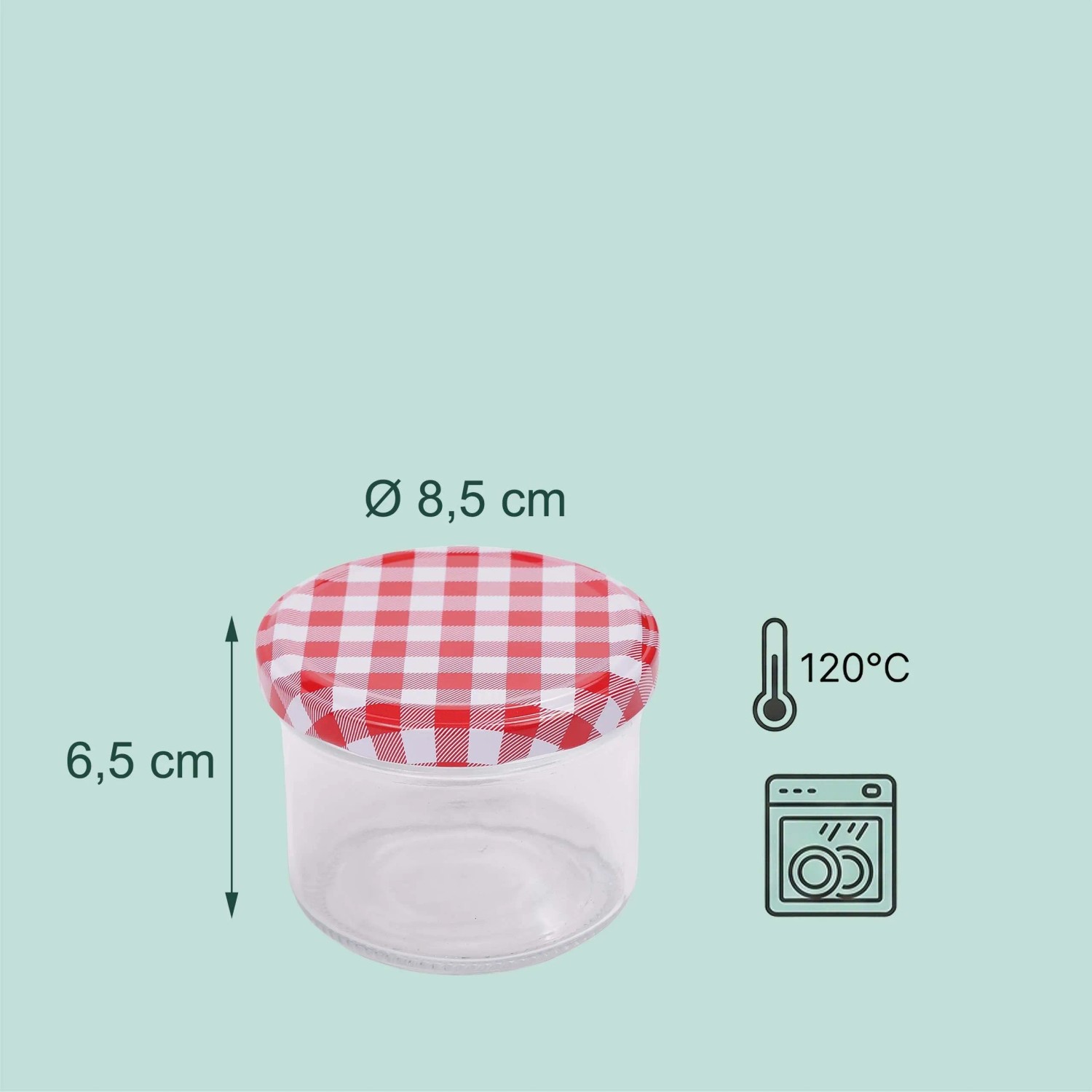 Relaxdays Einmachgläser Glas Stahl Transparent Rot Weiß Twist-Off Luftdicht 50er Set 220 ml 6,5 cm x 8,5 cm 0,18 kg_4