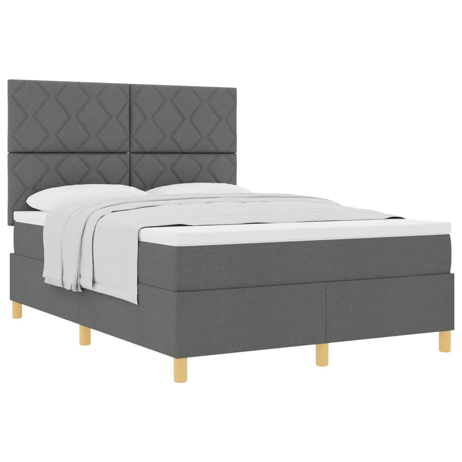vidaXL Boxspringbett mit Matratze Dunkelgrau 160 x 200 cm Stoff 3339708
