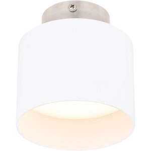 Moderne, runde Globo Deckenleuchte Jenny in Weiß und Aluminium für den Innenbereich.