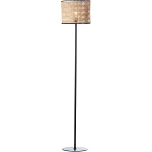Brilliant Wiley Stehlampe mit Rattan-Schirm, 1-flammig, für Wohnräume.
