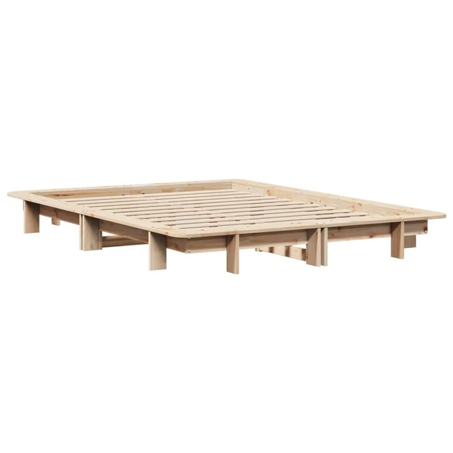 Massivholzbett aus unbehandeltem Kiefernholz mit Lattenrost, 120x190 cm. Modernes Bettgestell für Schlafzimmer.