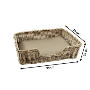 Kobolo Hundekorb aus Rattan mit Kissen, Größe L (94x74 cm).