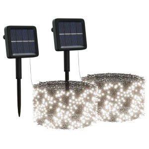 vidaXL Solar-Lichterkette 2 Stk 2x200 LED Kaltweiß Innen Außen 328948