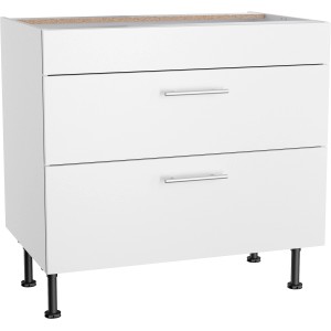Weißer Optifit Küchenunterschrank Bengt932 mit 2 Auszügen, 90x87x58,4 cm.