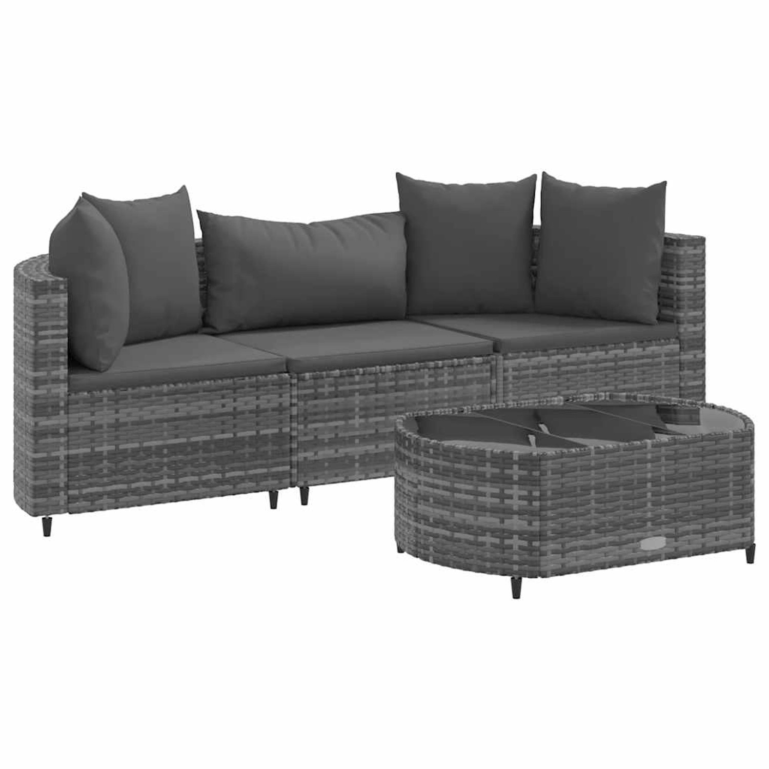 vidaXL 4-Tlg Garten-Sofagarnitur mit Kissen Grau Poly Rattan 3308362 günstig online kaufen