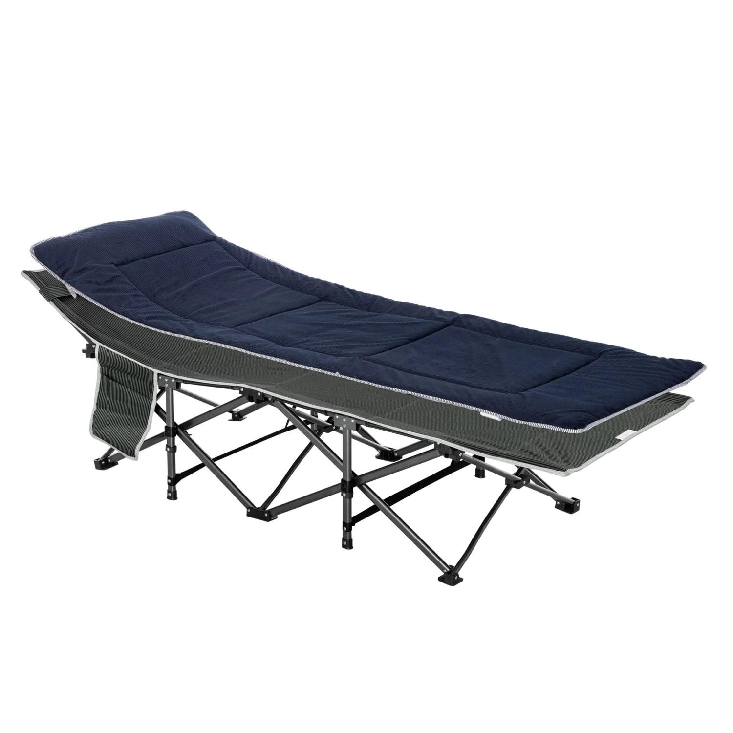 Outsunny Campingbett Stahl Oxfordstoff Dunkelblau Grau 188L x 645B x 53H cm