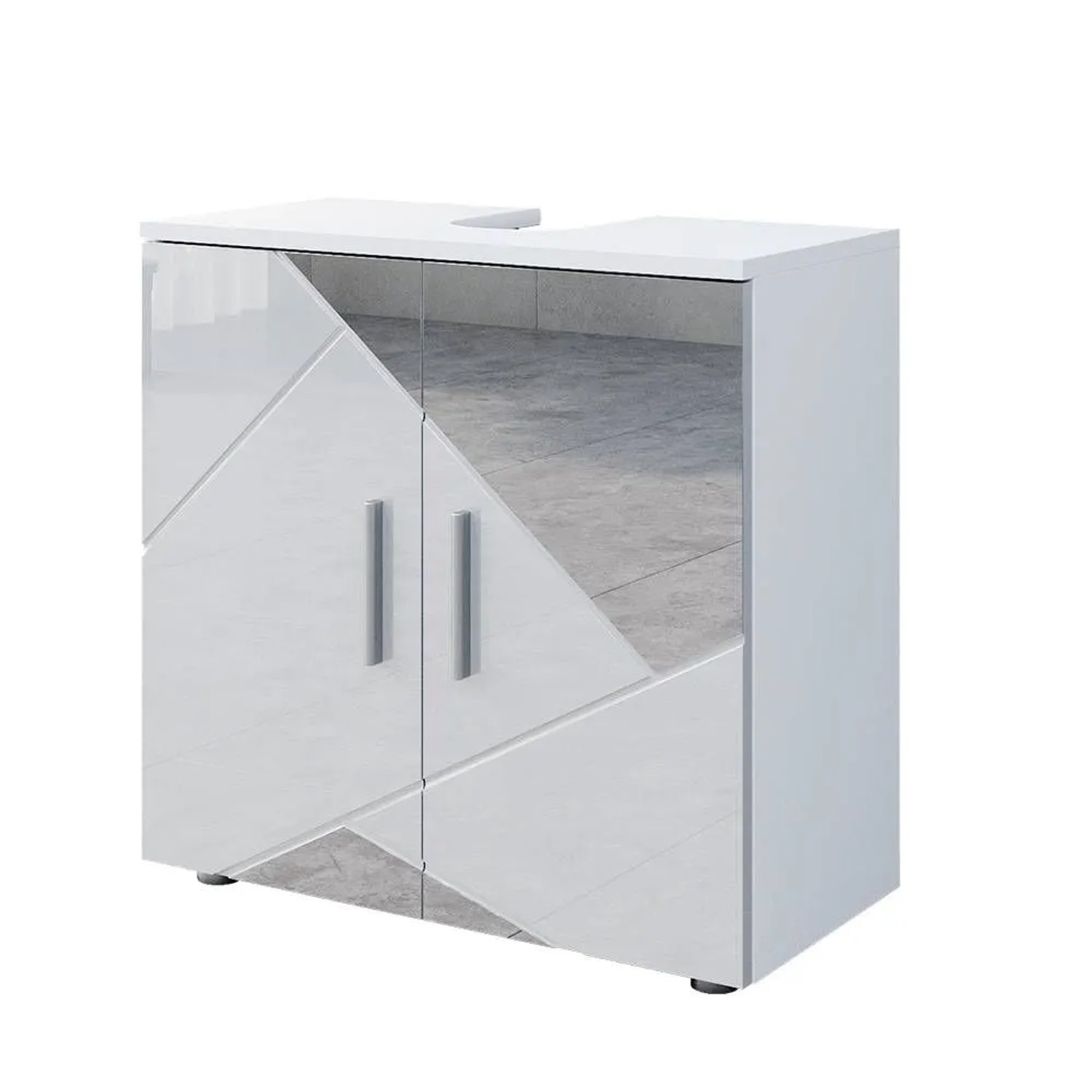 Vicco Waschbeckenunterschrank Irma Weiß Hochglanz mit Einsätzen 60 x 59
