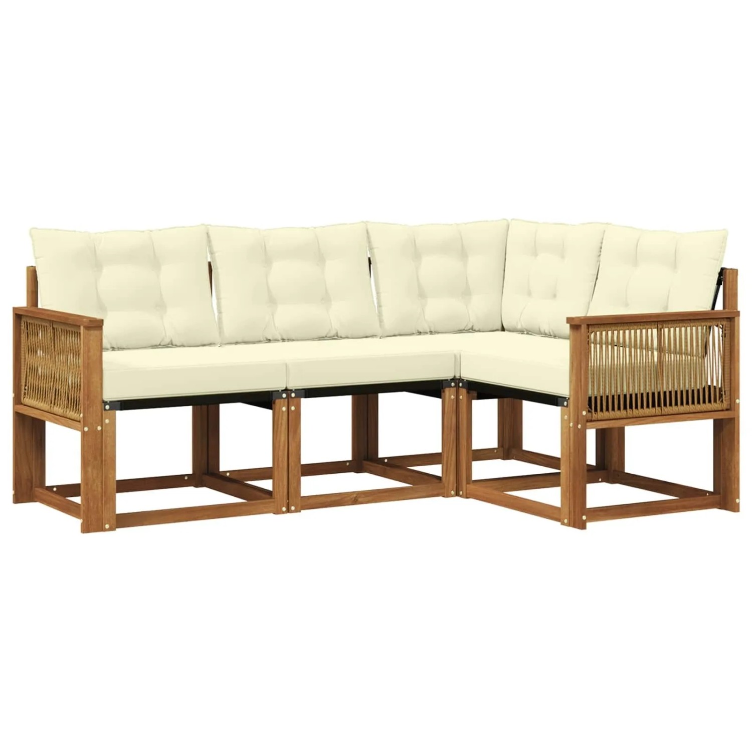 vidaXL Outdoor-Sofagarnitur mit Kissen 4 Stk Natur und Creme 3381922