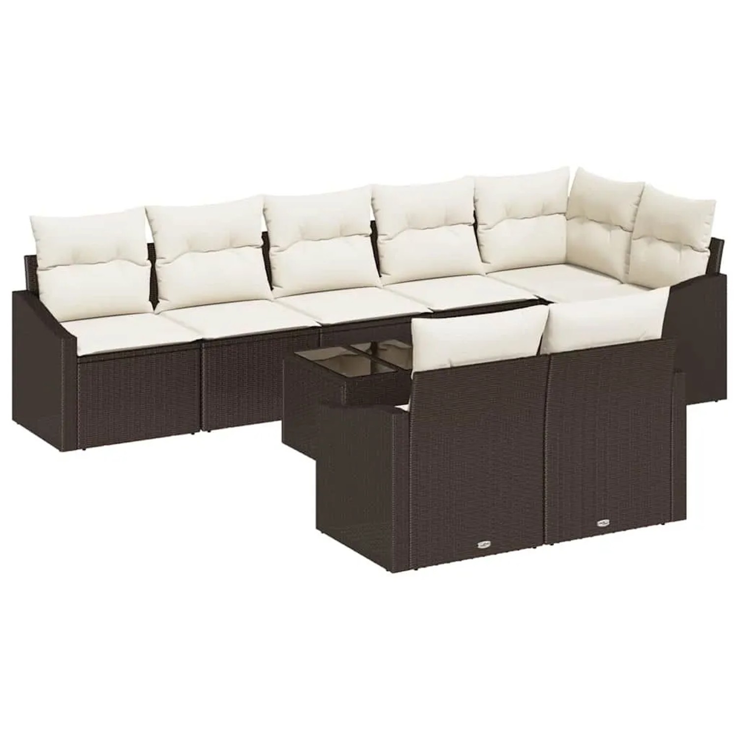 vidaXL Gartensofa-set mit Kissen 9-Tlg Braun und Creme Poly-Rattan 3355447 günstig online kaufen