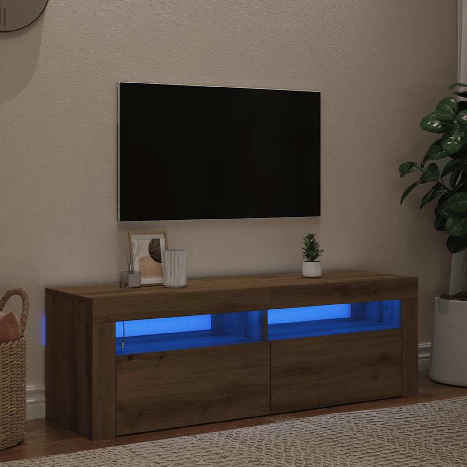 vidaXL TV-Schrank mit LED Artisan-Eiche 120x35x40 cm Holzwerkstoff 856320 günstig online kaufen