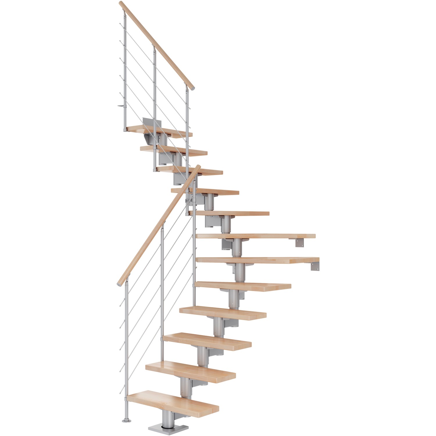 Dolle Mittelholmtreppe Cork Buche Perlgrau GH b. 337 cm 1/4 Gewendelt 75 cm günstig online kaufen