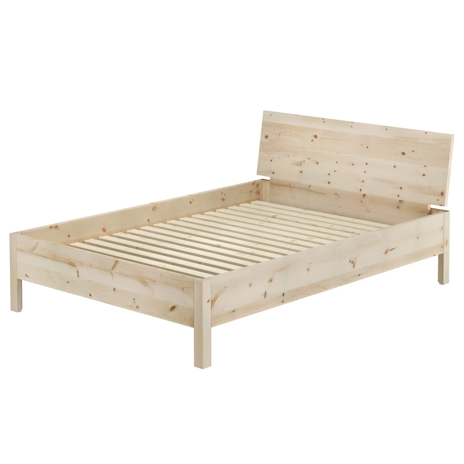 Erst-Holz Massivholzbett 140 x 200 cm Echtholzbett Doppelbett  Zirbe Metallfrei Modell 95 Rollrost inkl.