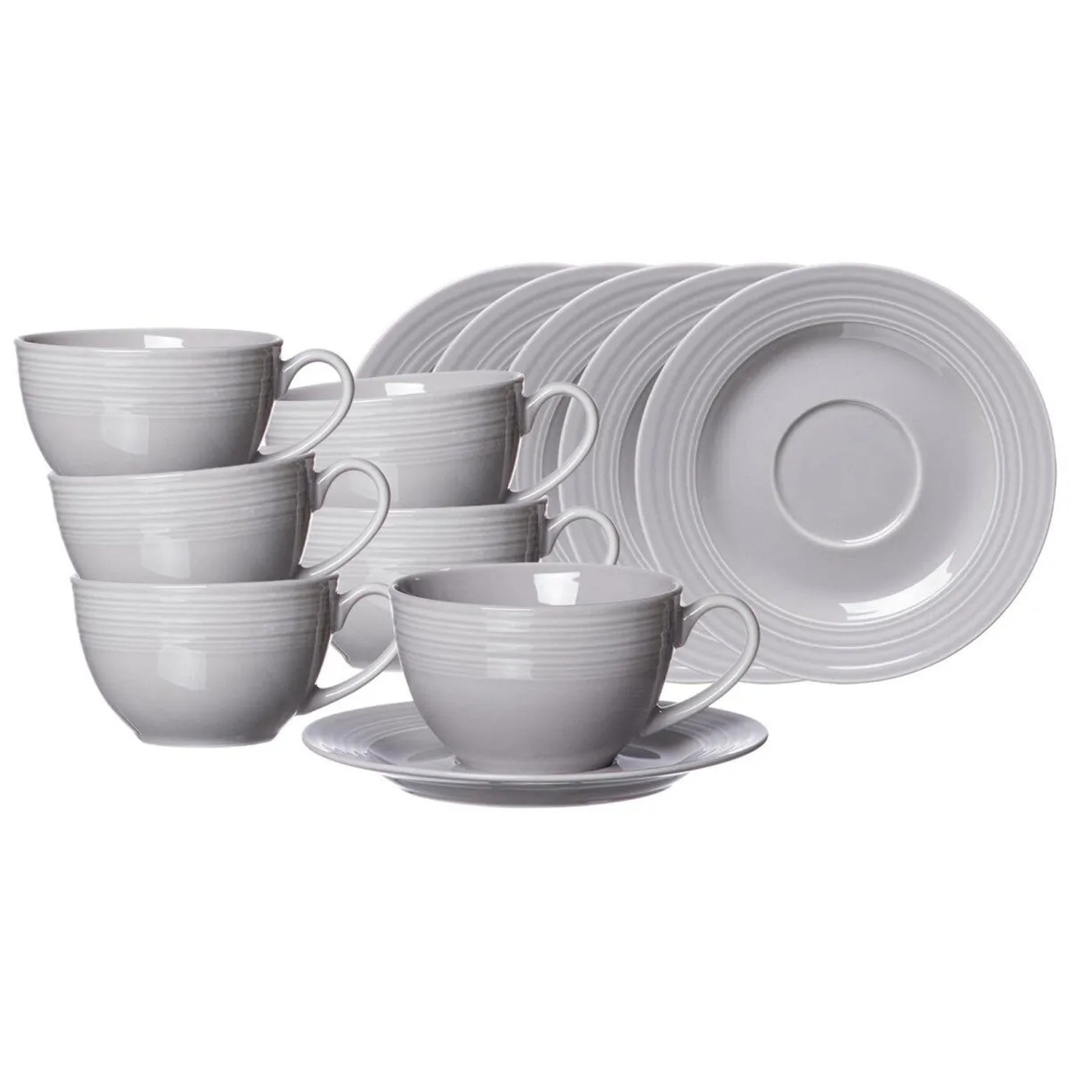 Ritzenhoff & Breker Levi Kaffeetasse mit Untertasse 220 ml 6er Set Grau