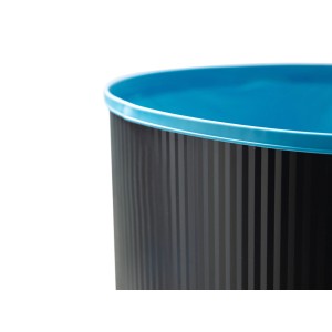 Detailansicht der Steinbach Ovalfolie 625x360x150 cm, Stärke 0,6 mm, mit blauer Einhängebiese.