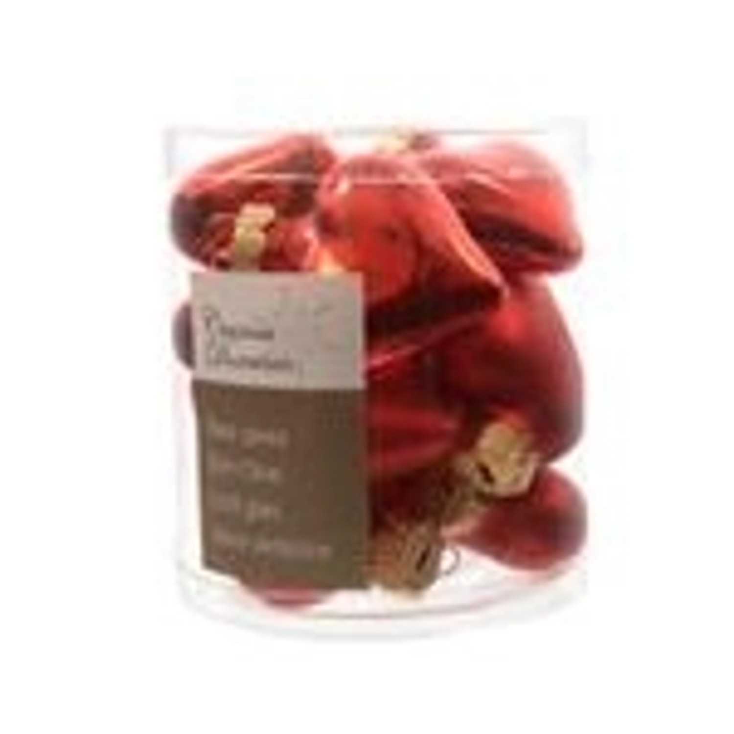 Thumbnail - Kaemingk Christbaumschmuck Herzen Glas 2x4,5x4 cm 12 Stueck Rot Glanz Matt