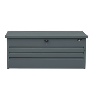 Axi Gartenbox Miles 600 aus Metall in Anthrazit, ideal zur Aufbewahrung im Garten.