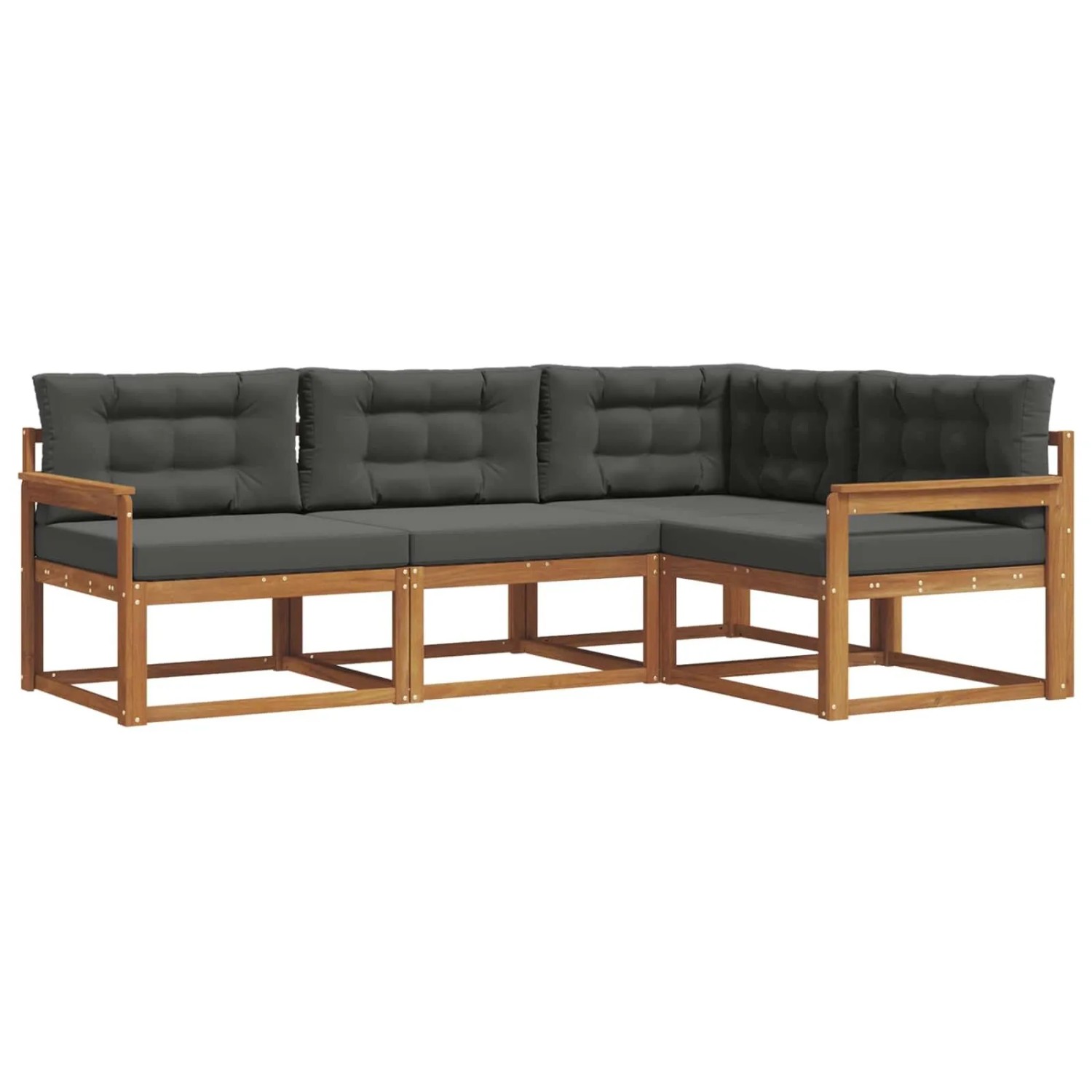 vidaXL Outdoor-Sofagarnitur mit Kissen 4-Tlg Natur und Anthrazit 3367500