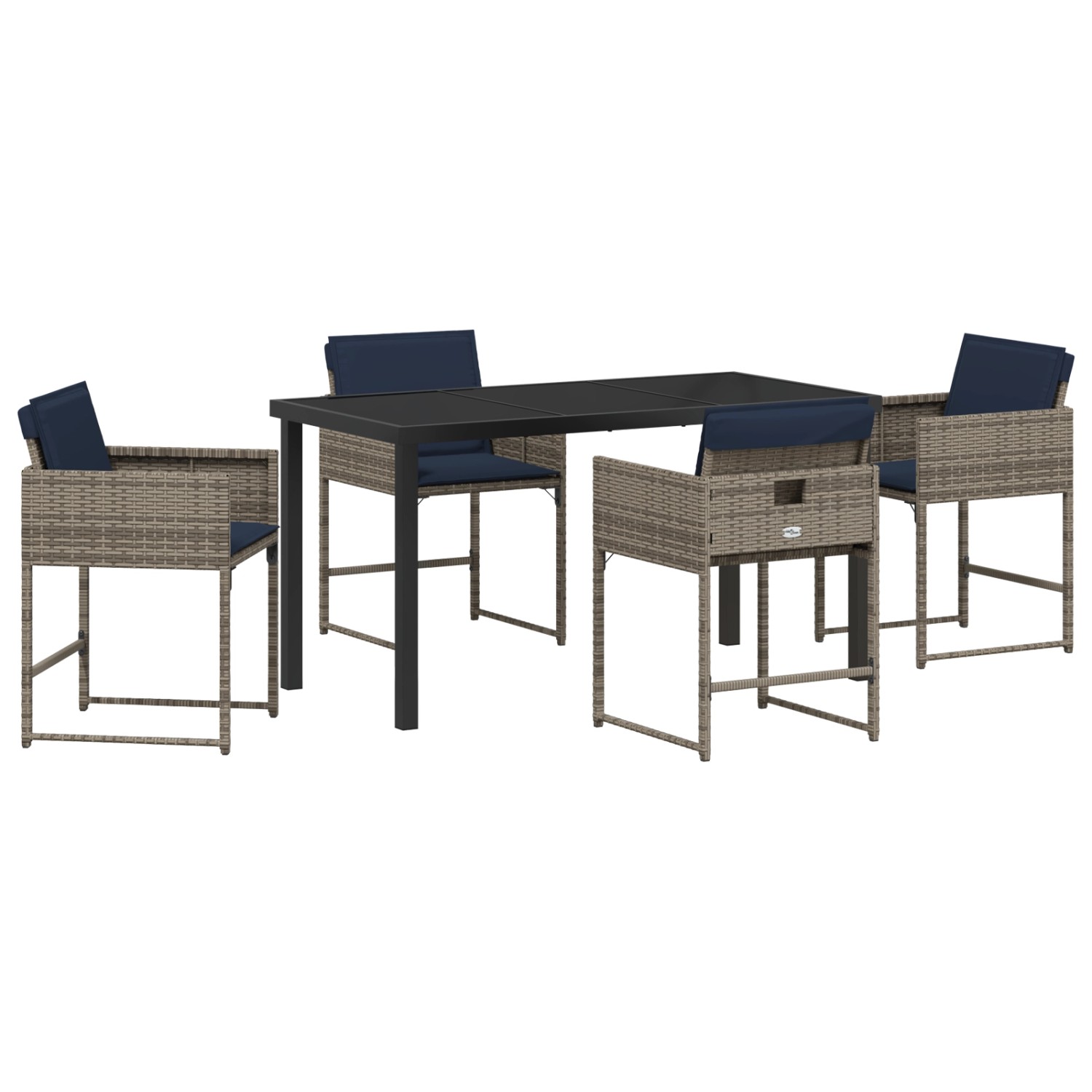 vidaXL Garten Essgruppe mit Kissen 5-Tlg Grau Poly Rattan 3380033 günstig online kaufen