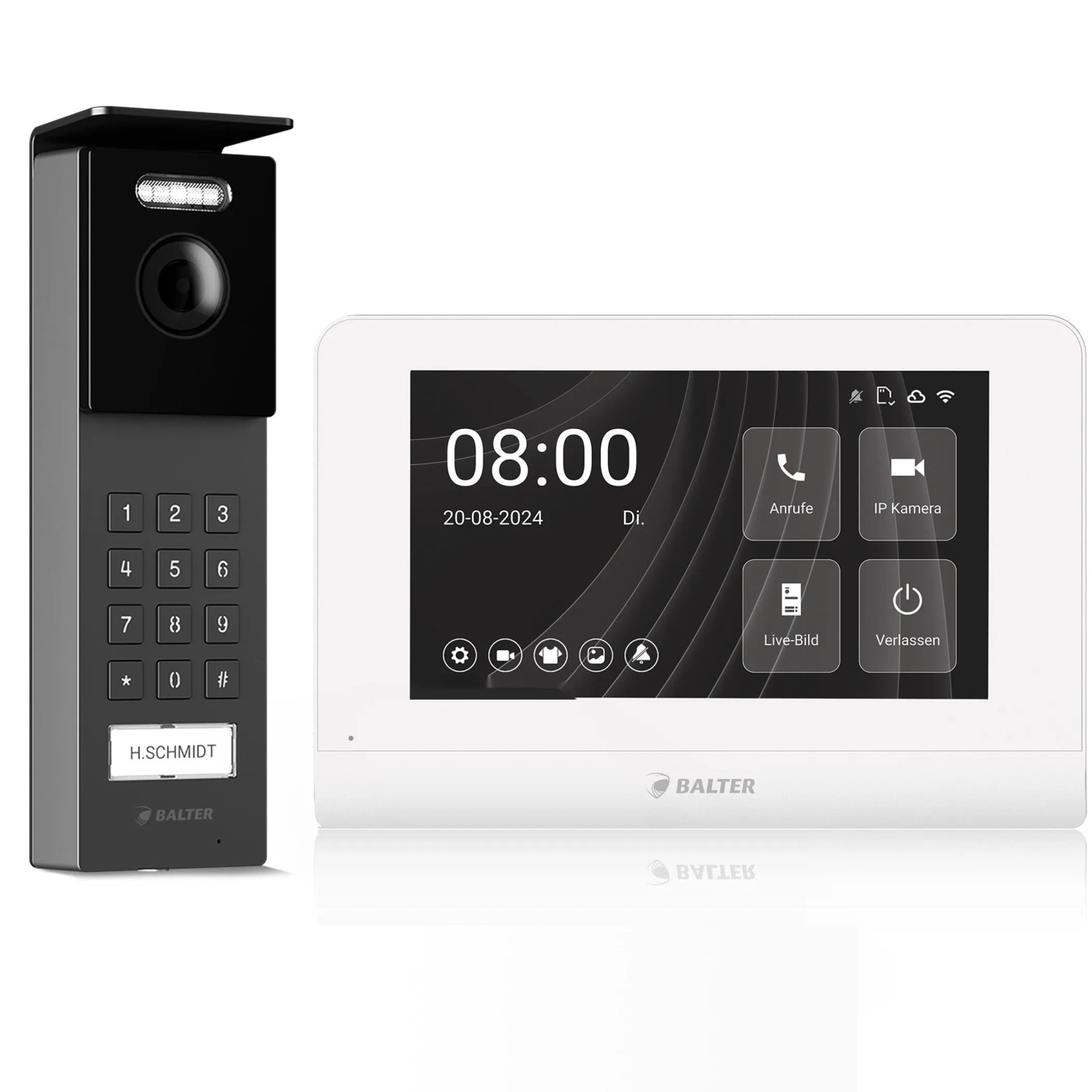 Balter Entri S Video Türsprechanlage App Komplettset Einfamilienhaus mit 1x 7 Zoll Monitor Aufputz
