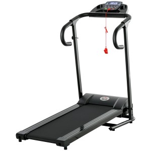 Schwarzes HOMCOM Laufband mit LCD-Monitor für Sport & Fitness zu Hause.
