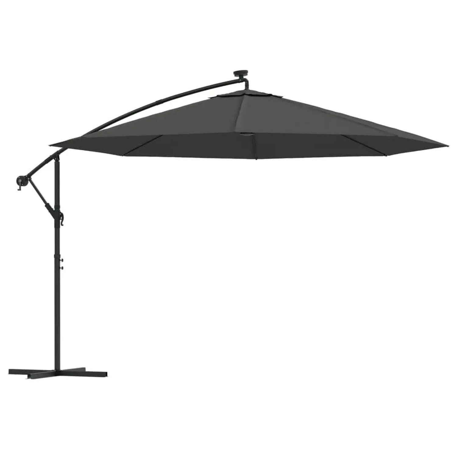 vidaXL Ampelschirm mit LED-Beleuchtung und Metall-Mast 350cm Anthrazit 44525