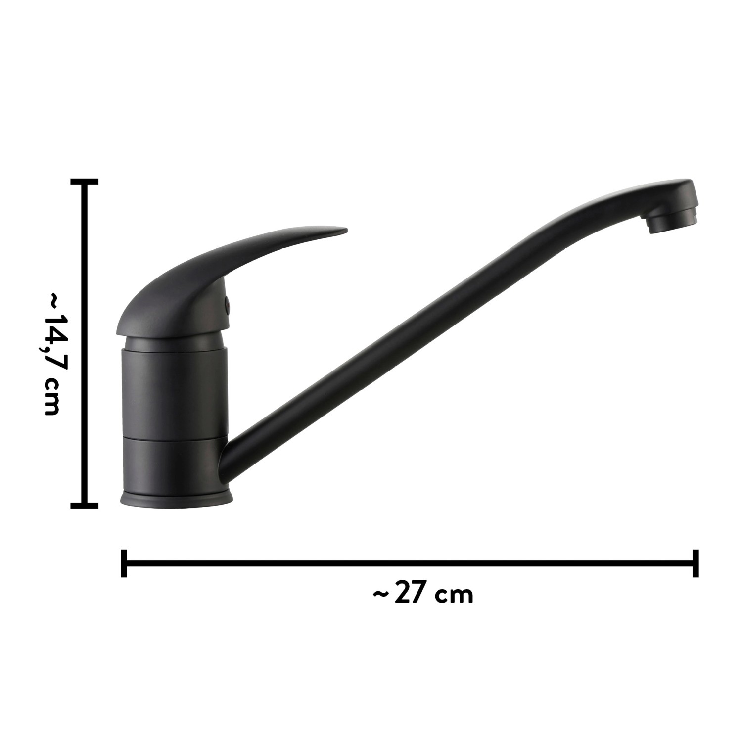 baliv Küchenarmatur KI-1520, Einhebelmischer, Schwarz Matt, schwenkbar.