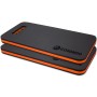 2er Set Gorando Premium Kniekissen, schwarz-orange, für Garten, Haus und Werkstatt.