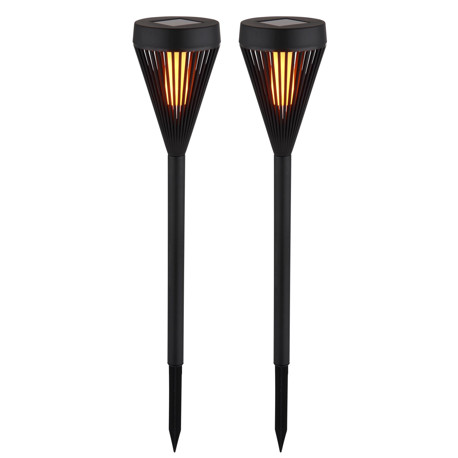 Globo LED-Solarleuchte 43 cm x Ø 7,5 cm Schwarz Matt 2er Set günstig online kaufen