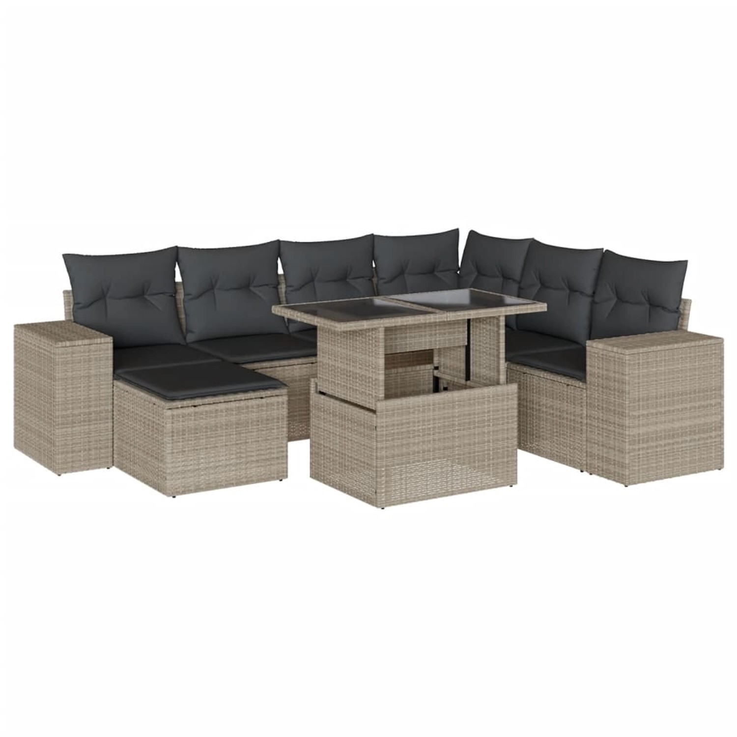 vidaXL 8-Tlg Garten-Sofagarnitur mit Kissen Hellgrau Poly Rattan 3269332 günstig online kaufen