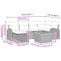 vidaXL Gartenmöbel-Set, 7-teilig, grau, Poly Rattan, mit Maßen. Ideal für Terrasse und Garten.