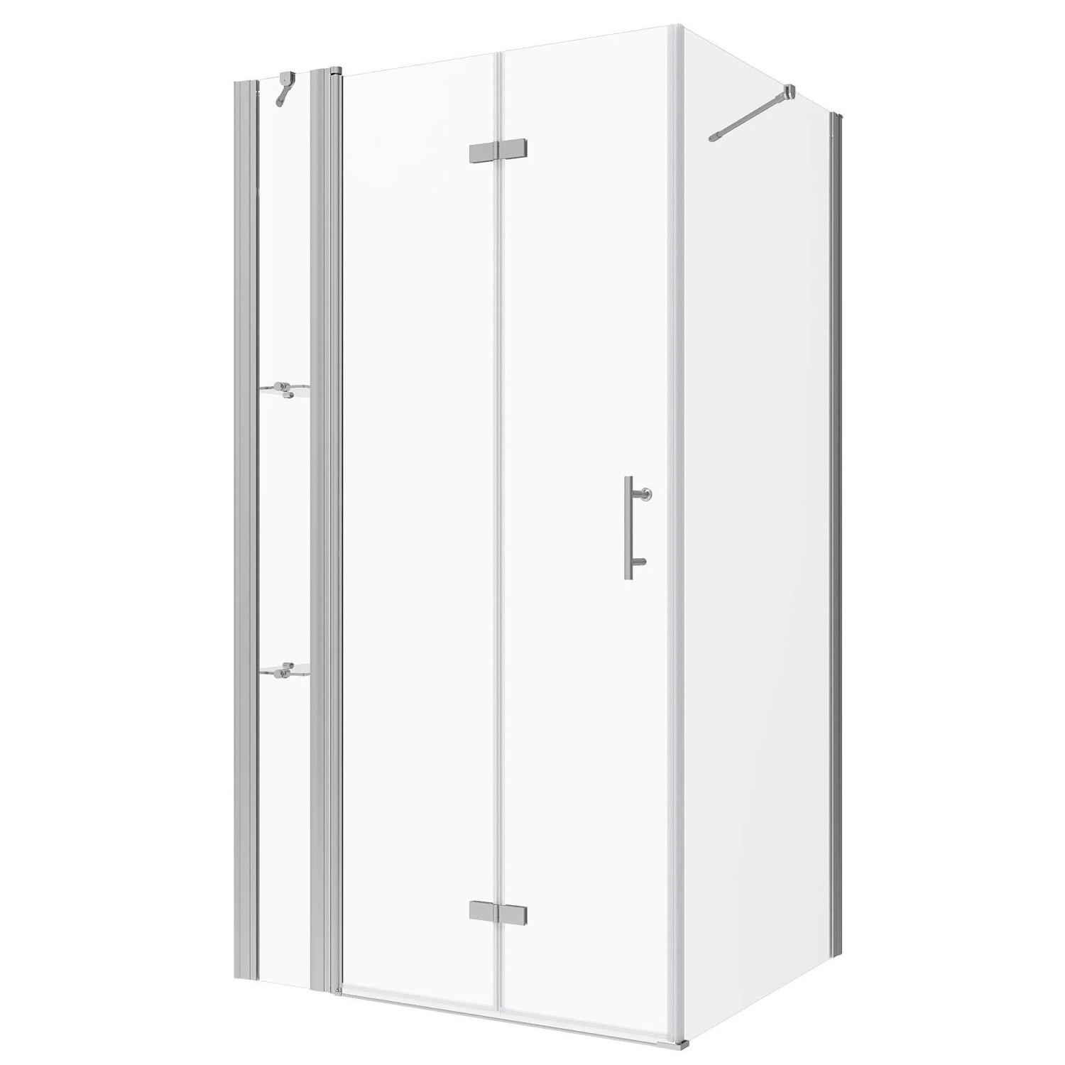Aquabatos Höhe 197cm Duschkabine Bad Eckdusche Duschabtrennung Eckeinstieg Duschwand Nano Glas Duschtür Falttür 110 x 100 cm mit Duschablage
