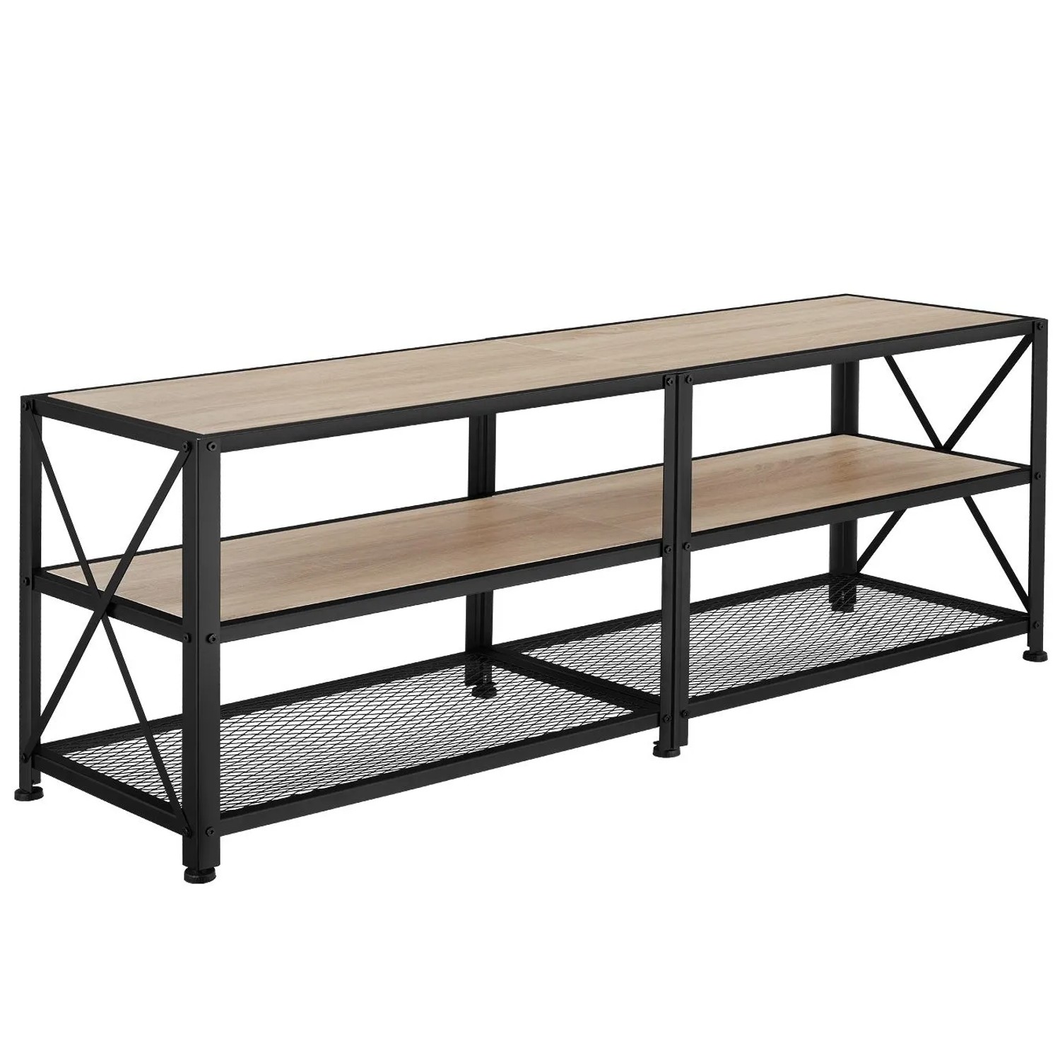 Tectake Tv Regal Chicago Industrial Style Holz und Stahl  141 x 41 50 x 50 50 cm Industrial Holz Hell  Eiche Sonoma
