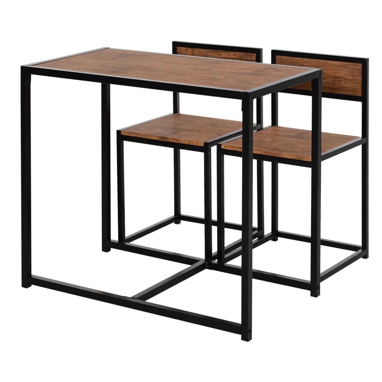 HOMCOM Essgruppe MDF Metall Natur+Schwarz 90L x 47B x 76H cm