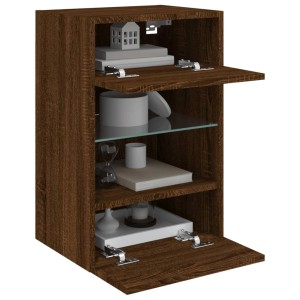 VidaXL TV-Wandschrank in Braun Eichen-Optik mit LED-Beleuchtung und Glasablage.