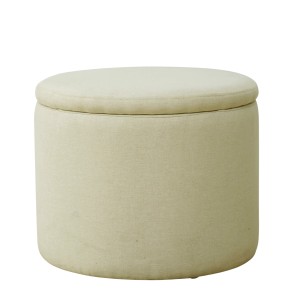Beiger Svita Amber Hocker mit Deckel, Stoffbezug und Stauraum.