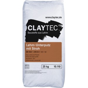 Sack Claytec Lehm Unterputz mit Stroh, 25 kg, für Innenputz.