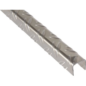 U-Profil aus Aluminium mit Riffel-Prägung, blank, 2000 mm lang.