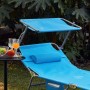 Blaue SoBuy Gartenliege mit Sonnendach und Kopfkissen, klappbar. Ideal zum Entspannen im Garten.