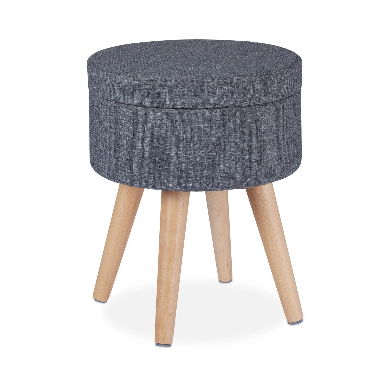 Relaxdays Sitzhocker Stoff Buchenholz Grau Natur Gepolstert Mit Tischfunktion Mit Fach 45,5 cm x 37 cm 4,3 kg