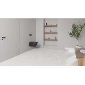 Heller Raum mit Check One Click-Vinylboden Rinkam Marmor in Marmoroptik.