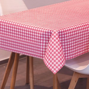 Sensalux Vlies-Tischdecke, 1 x 1 m, rot-weiß kariert auf Tisch.