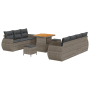 Graues 10-tlg. vidaXL Garten-Sofa-Set aus Polyrattan mit Tisch und Hockern.