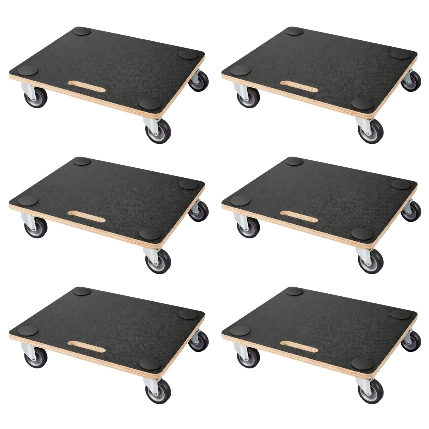 PROREGAL Mega Deal 6x Profi Transportroller HERCULES 50x50cm Traglast 150kg 4 Gummirollen & Griff Siebdruckplatte Rollbrett Möbelroller Transporthilfe