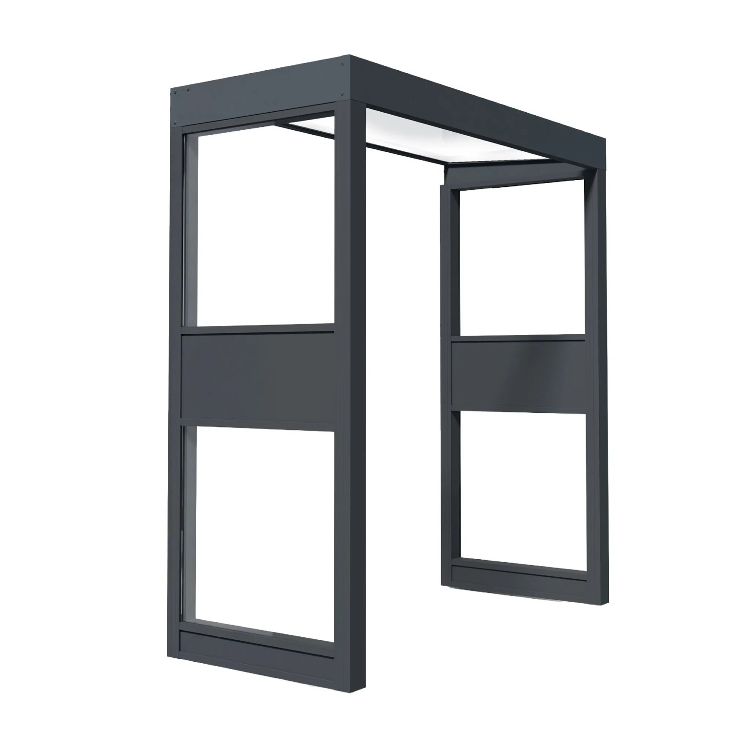 Palram Vordach Sophia 2150 mit 2 Seitenwänden Opal Alu 95 cm x 215 cm Anthrazit