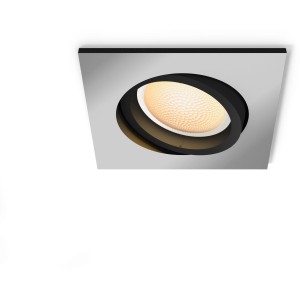 Eckiger Philips Hue Einbauspot Milliskin White Ambiance aus Aluminium, warmweißes Licht.
