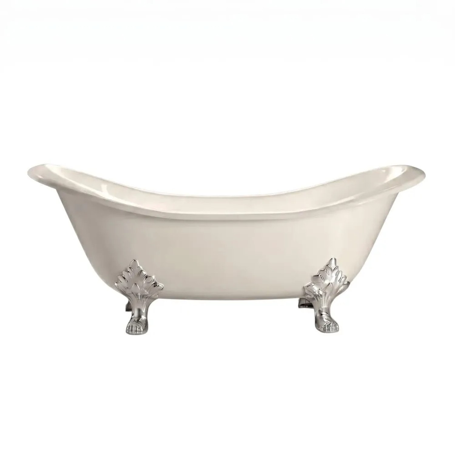Rogier & Mothes Freistehende Gusseisen Badewanne Kingston Weiß Füße Chrom 182cm x 78cm
