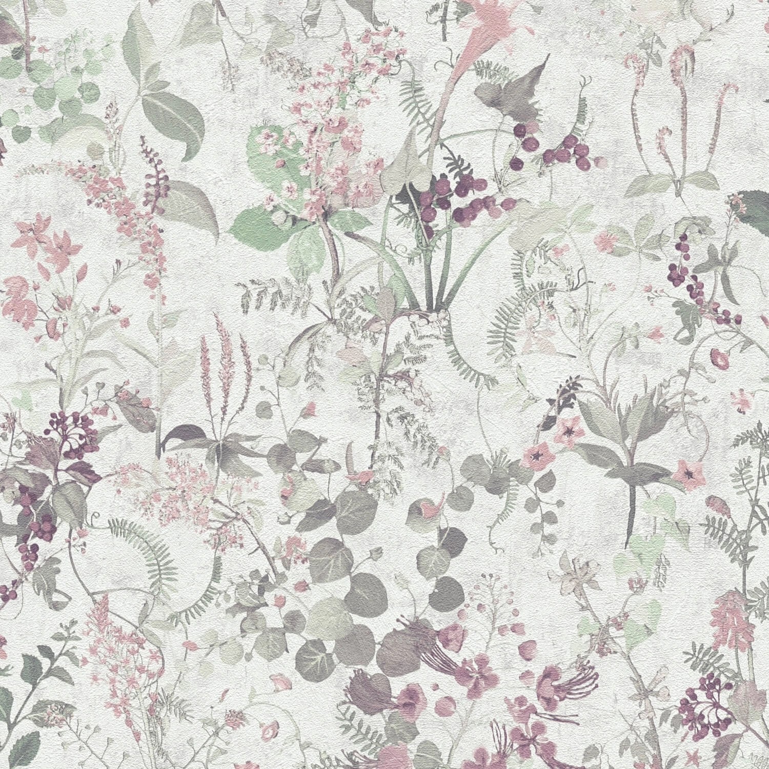 PROFHOME 388251-GU Blumen Tapete Floral Matt Weiß Grün Rosa Perl-Violett 0, günstig online kaufen