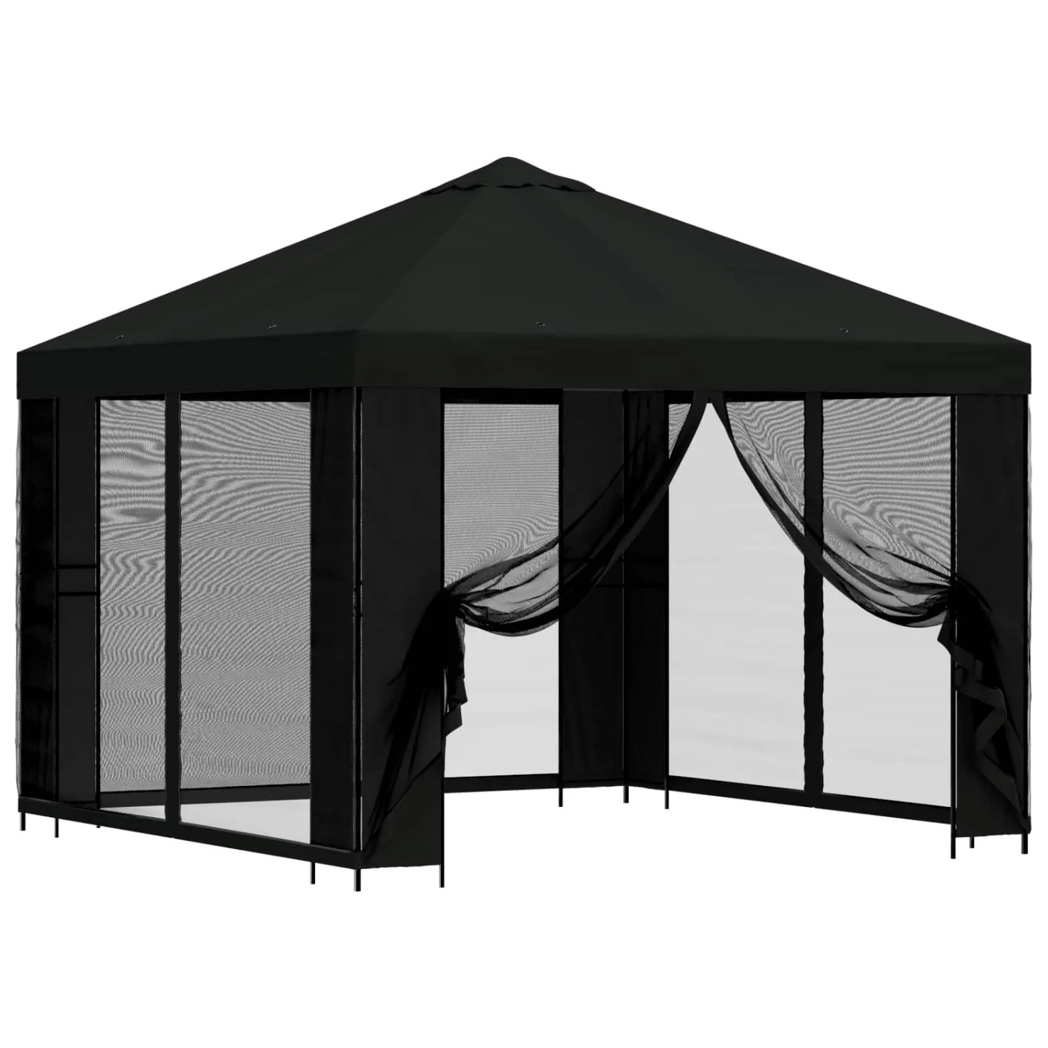 vidaXL Garten Pavillon mit Seitenwänden 3 x 3 m Schwarz 900370