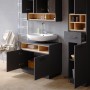 Vicco Waschbeckenunterschrank Beatrice in Anthrazit/Sonoma mit offenem Stauraum und Waschbecken.